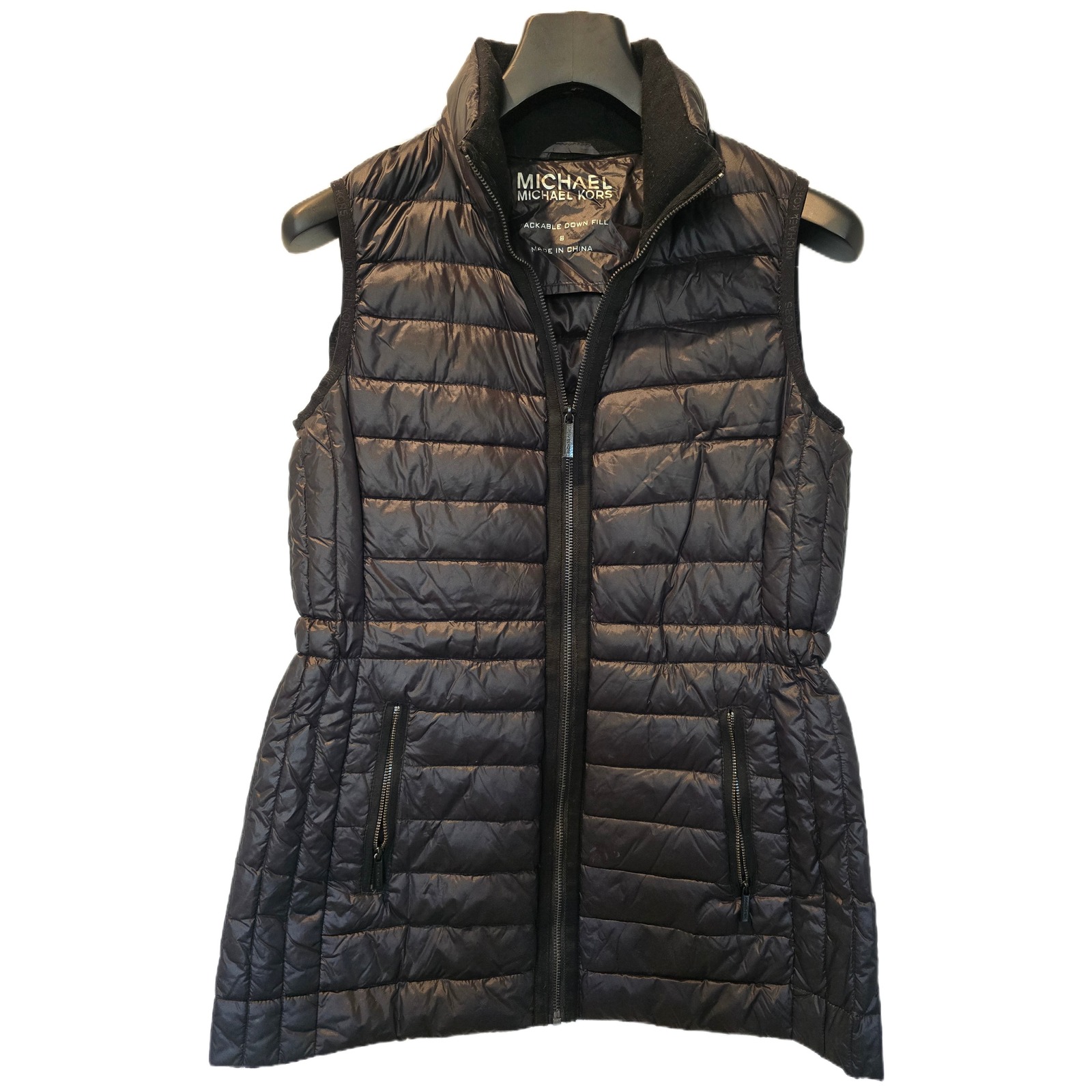 Michael Michael Kors Womens Black Packable Down Fill Puffer Vest Small